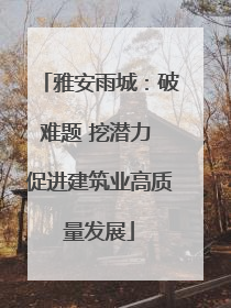 雅安雨城：破难题 挖潜力 促进建筑业高质量发展